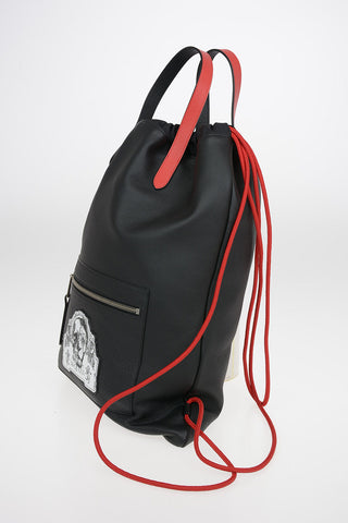 Leather Drawstring SKULL Backpack 