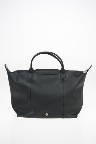 Embroidered Leather Tote Bag With Removable Shoulder Strap