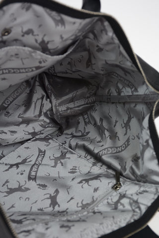 Embroidered Leather Tote Bag With Removable Shoulder Strap