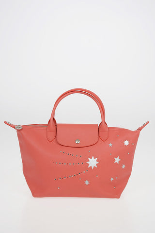 Stars Patterned Leather Tote Bag LE PLIAGE with Removable Shoulder Strap