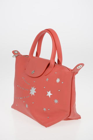 Stars Patterned Leather Tote Bag LE PLIAGE with Removable Shoulder Strap