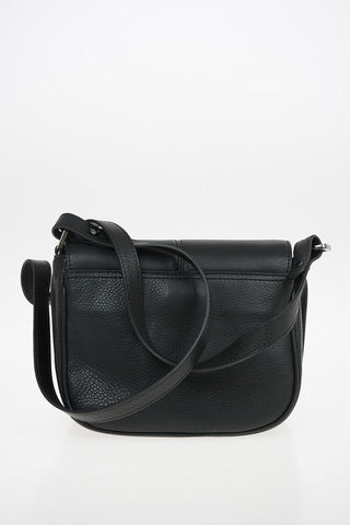 Leather Shoulder Bag With Outer Pocket