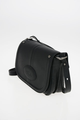 Leather Shoulder Bag With Outer Pocket