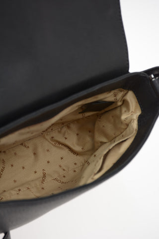 Leather Shoulder Bag With Outer Pocket