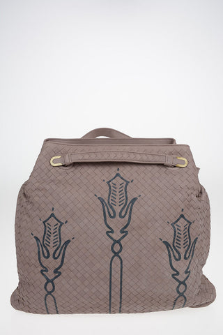 Braided leather Tote bag with print