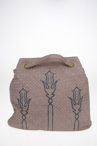 Braided leather Tote bag with print
