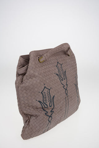 Braided leather Tote bag with print