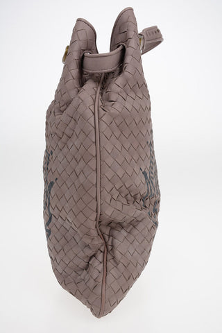 Braided leather Tote bag with print