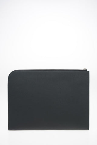 Textured Leather Briefcase with Zip Closure