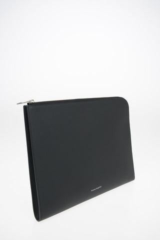 Textured Leather Briefcase with Zip Closure