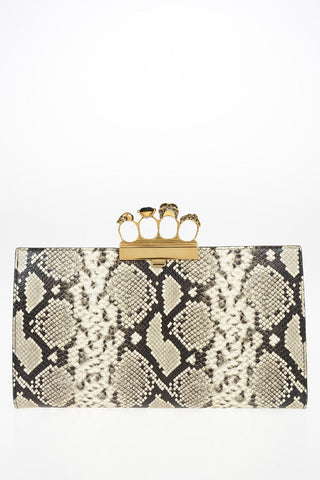 Snake printed FOUR RING Clutch