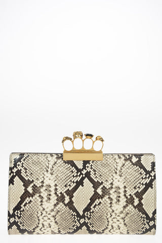 Snake printed FOUR RING Clutch