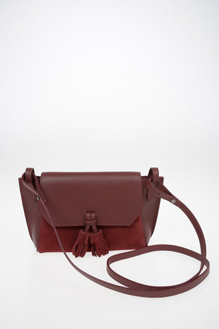 Leather Shoulder Bag with Suede Insert