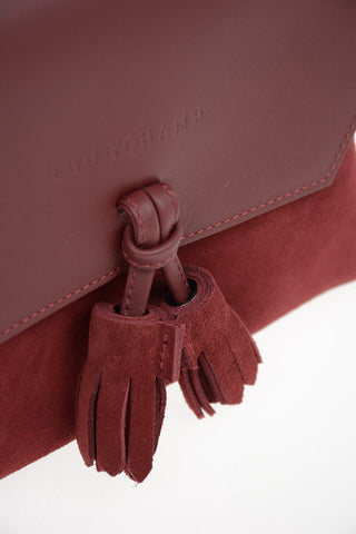 Leather Shoulder Bag with Suede Insert