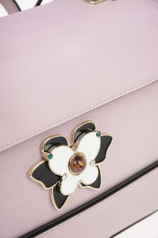 Leather MUGHETTO Top Handle Bag with Removable Shoulder Strap and Jewel Closure