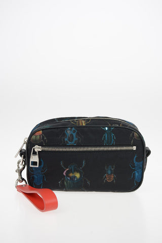 Printed Fabric Clutch with Leather Details