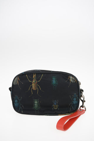 Printed Fabric Clutch with Leather Details