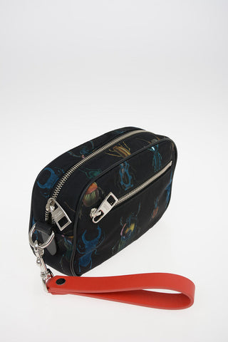 Printed Fabric Clutch with Leather Details