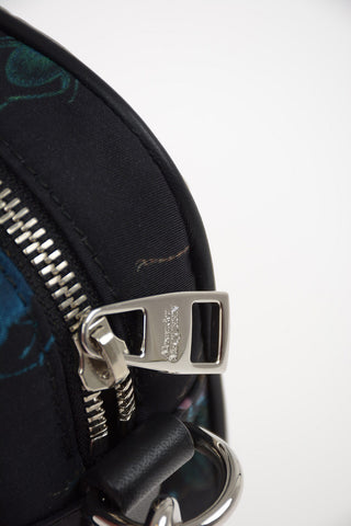 Printed Fabric Clutch with Leather Details