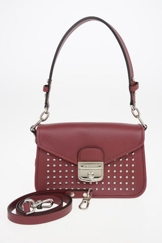 Leather Bag with Removable Shoulder Strap and Studs Applications