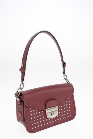 Leather Bag with Removable Shoulder Strap and Studs Applications