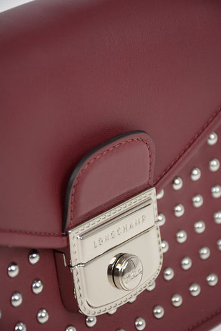 Leather Bag with Removable Shoulder Strap and Studs Applications