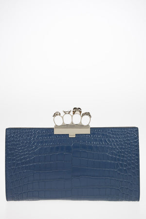 crocodile printed leather FOUR RING Clutch