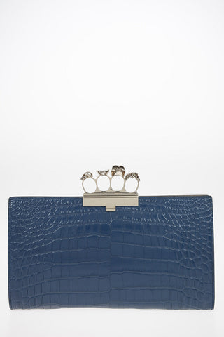 Clutch FOUR RING in pelle stampata coccodrillo