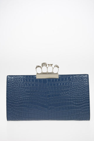 Clutch FOUR RING in pelle stampata coccodrillo
