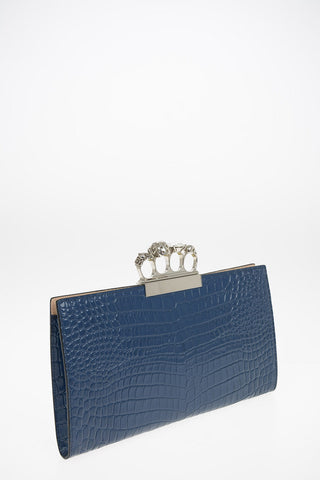 Clutch FOUR RING in pelle stampata coccodrillo