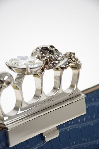 crocodile printed leather FOUR RING Clutch