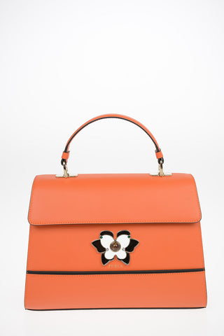 Leather MUGHETTO Top Handle Bag with Removable Shoulder Strap and Jewel Closure