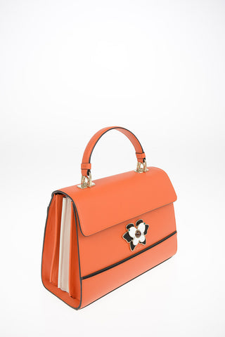 Leather MUGHETTO Top Handle Bag with Removable Shoulder Strap and Jewel Closure