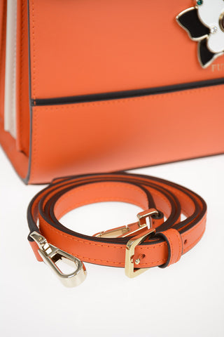 Leather MUGHETTO Top Handle Bag with Removable Shoulder Strap and Jewel Closure