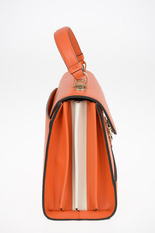 Leather MUGHETTO Top Handle Bag with Removable Shoulder Strap and Jewel Closure