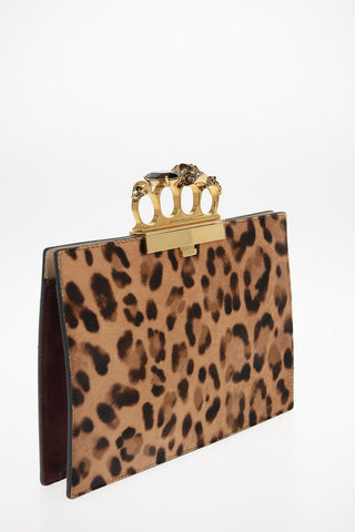 Animal Printed Ponyskin FOUR RING Clutch