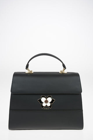 Leather MUGHETTO Top Handle Bag with Removable Shoulder Strap and Jewel Closure