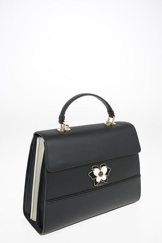 Leather MUGHETTO Top Handle Bag with Removable Shoulder Strap and Jewel Closure