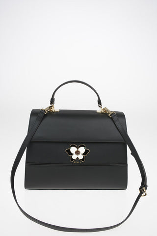Leather MUGHETTO Top Handle Bag with Removable Shoulder Strap and Jewel Closure