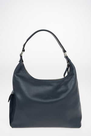 Leather Hobo Bag with Outer Pocket