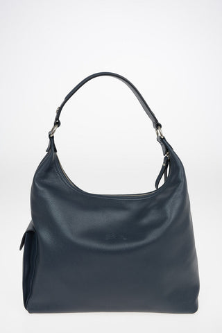 Leather Hobo Bag with Outer Pocket
