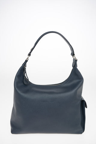 Leather Hobo Bag with Outer Pocket