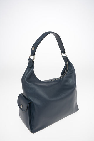 Leather Hobo Bag with Outer Pocket