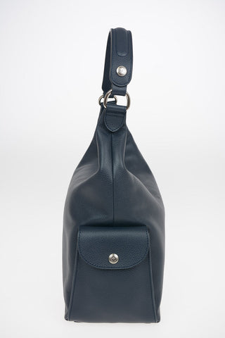 Leather Hobo Bag with Outer Pocket