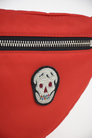 Fabric Mini Bum Bag with Embroidered Skull