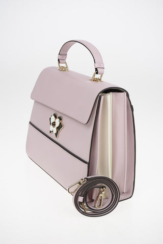 Leather MUGHETTO Top Handle Bag with Removable Shoulder Strap and Jewel Closure