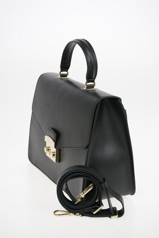 Textured Leather METROPOLIS Top Handle Bag With Removable Shoulder Strap