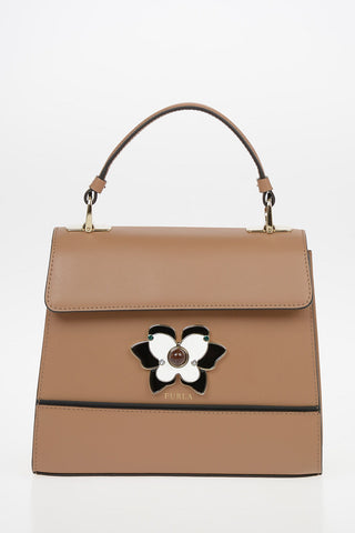 Leather MUGHETTO Top Handle Bag with Removable Shoulder Strap and Jewel Closure