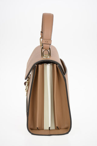 Leather MUGHETTO Top Handle Bag with Removable Shoulder Strap and Jewel Closure