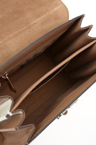 Leather MUGHETTO Top Handle Bag with Removable Shoulder Strap and Jewel Closure